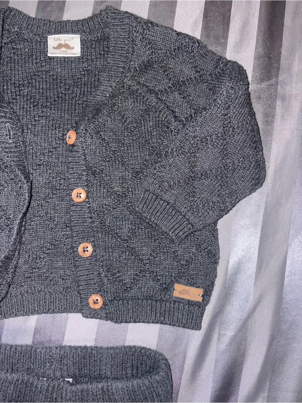 Children's Knit Cardigan & Pant Matching Set - Dark Gray